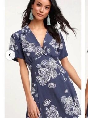 Free People Navy & White Floral Mini Dress